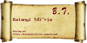 Balanyi Tíria névjegykártya